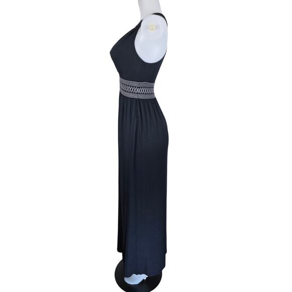 Soma Black Gray Designed Stitching Women's Soft Comfortable Maxi Dress S NWT - Picture 2 of 5